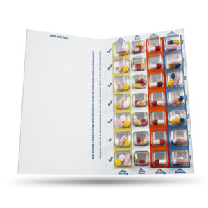 Qube 7-Day, 4-Pass (4-doses per Day) Multi-Med Disposable Large Blister Card with 250 Cards & 250 Blisters
